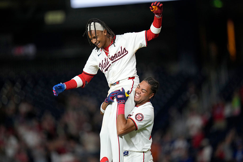 CJ Abrams and James Wood celebrate